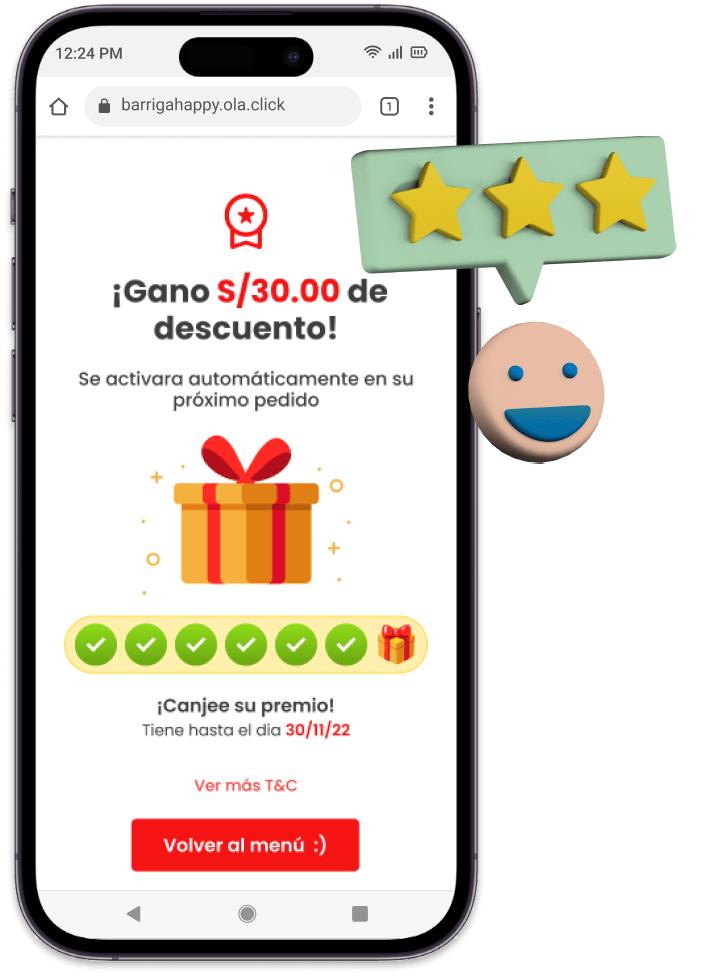 Celular com programa de fidelidade da OlaClick