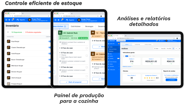 Controle de estoque e análises em tablets OlaClick